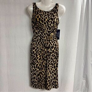 Chaps ladies leopard print knee length dress size medium (NWT)